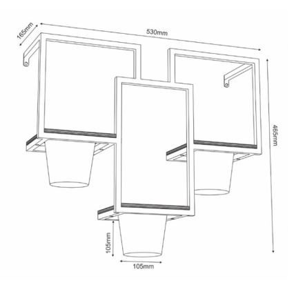 Настінний квітковий горщик 46x53 см золотий