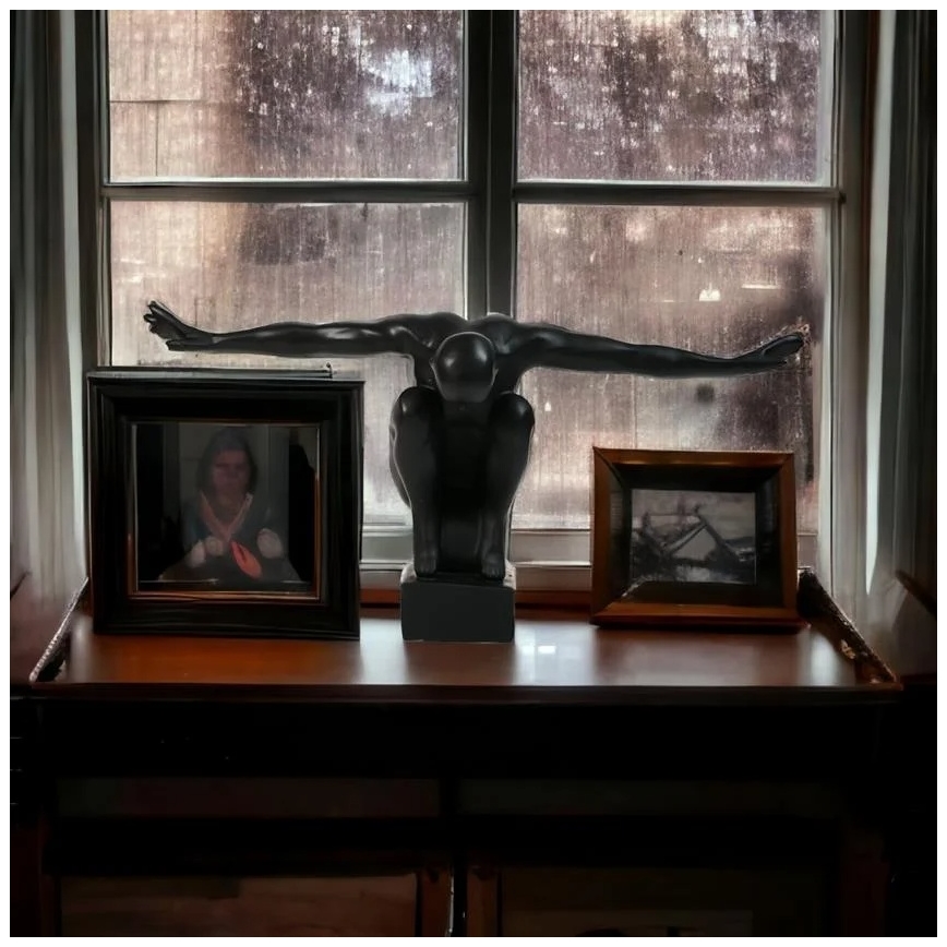 Настольная декорация 25x41x20 см, смола/чёрная