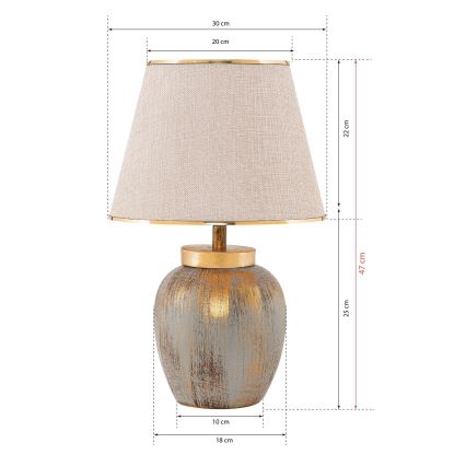 Настольная лампа 1xE27/40W/230V золотистый/бежевый