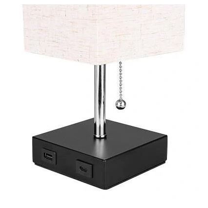 Настольная лампа 1xE27/60W/230V c USB зарядным устройством