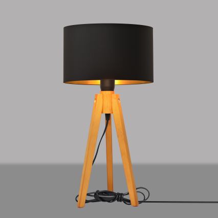 Настольная лампа ALBA 1xE27/15W/230V черный/золотистый/дуб