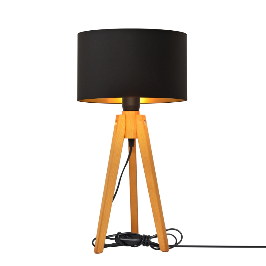 Настольная лампа ALBA 1xE27/15W/230V черный/золотистый/дуб