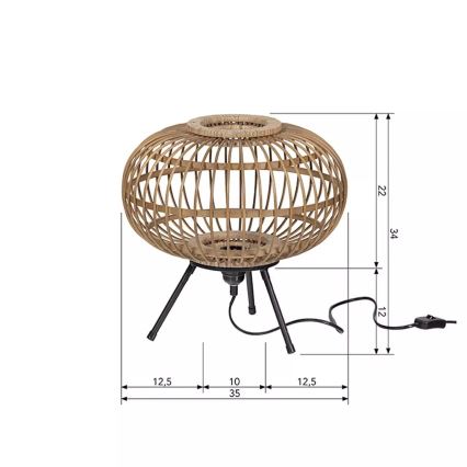 Настольная лампа BASICLABEL 1xE27/40W/230V бамбук