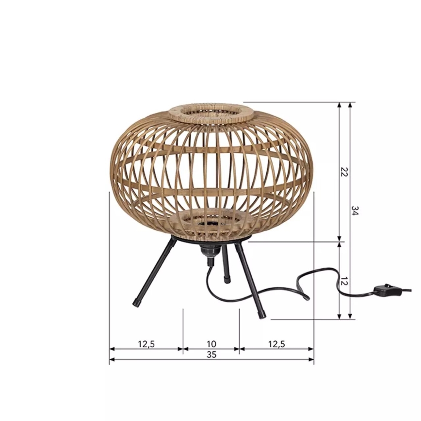 Настольная лампа BASICLABEL 1xE27/40W/230V бамбук