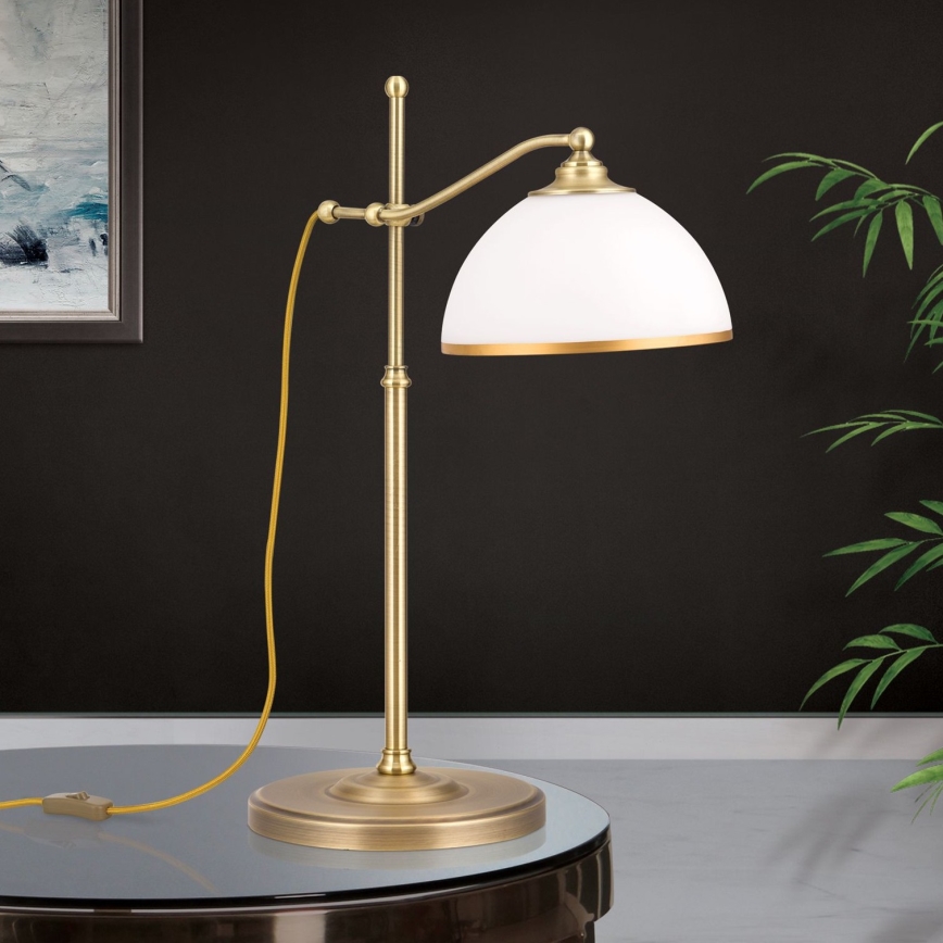 Настольная лампа OLD LAMP 1xE27/40W/230V 65 см белый/латунь