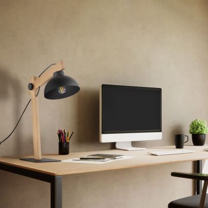 Настольная лампа OSLO 1xE27/15W/230V сосна/черный