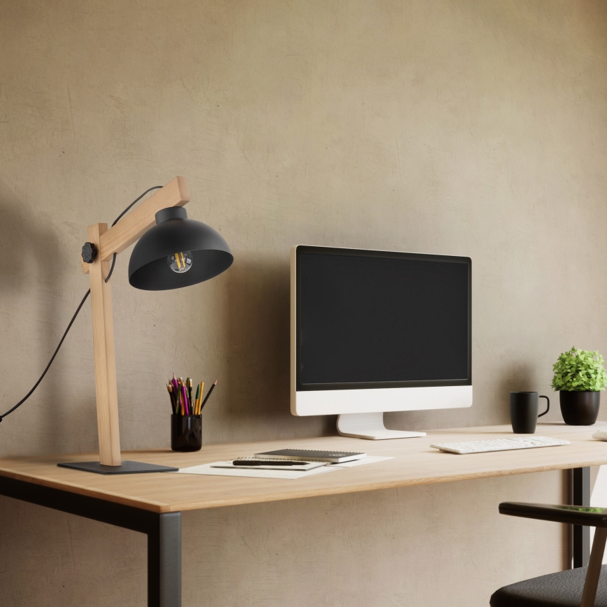 Настольная лампа OSLO 1xE27/15W/230V сосна/черный