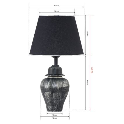 Настольная лампа RAMZES 1xE27/40W/230V чёрная/серебристая