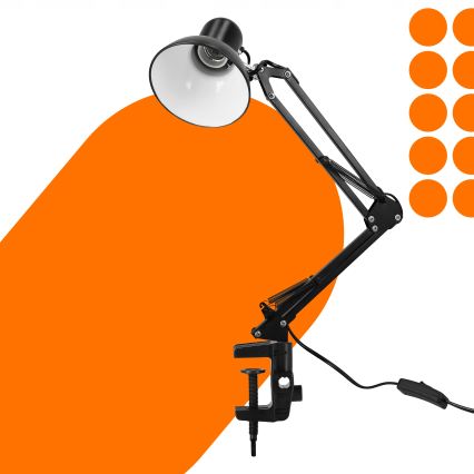 Настольная лампа с зажимом 1xE27/60 Вт/230 В чёрная