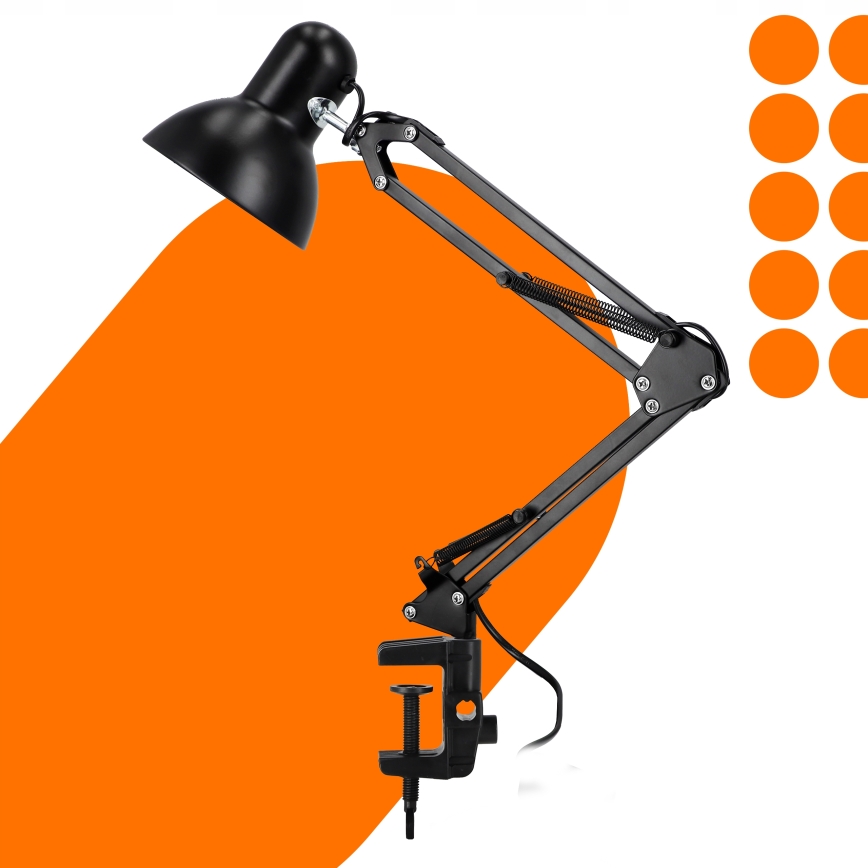 Настольная лампа с зажимом 1xE27/60 Вт/230 В чёрная