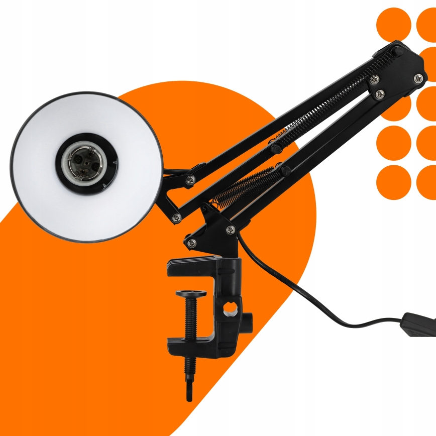 Настольная лампа с зажимом 1xE27/60 Вт/230 В чёрная