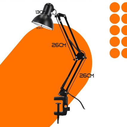 Настольная лампа с зажимом 1xE27/60 Вт/230 В чёрная