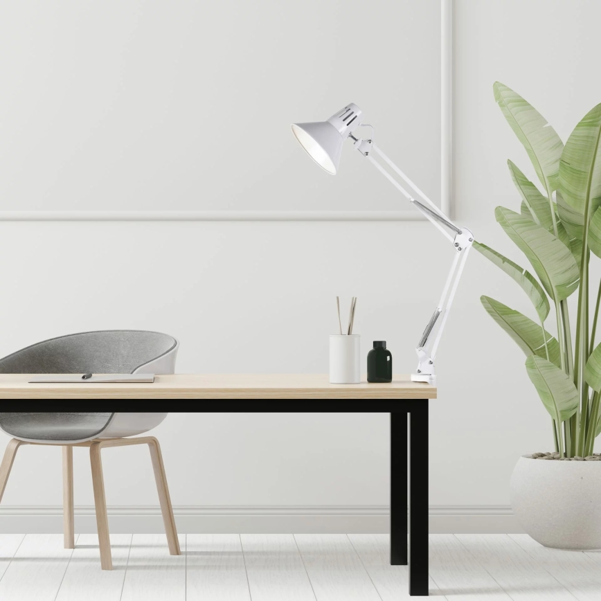 Настольная лампа с зажимом WORKER 1xE27/10W/230V белая