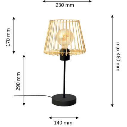 Настольная лампа TORRI 1xE27/15W/230V золотистый/черный
