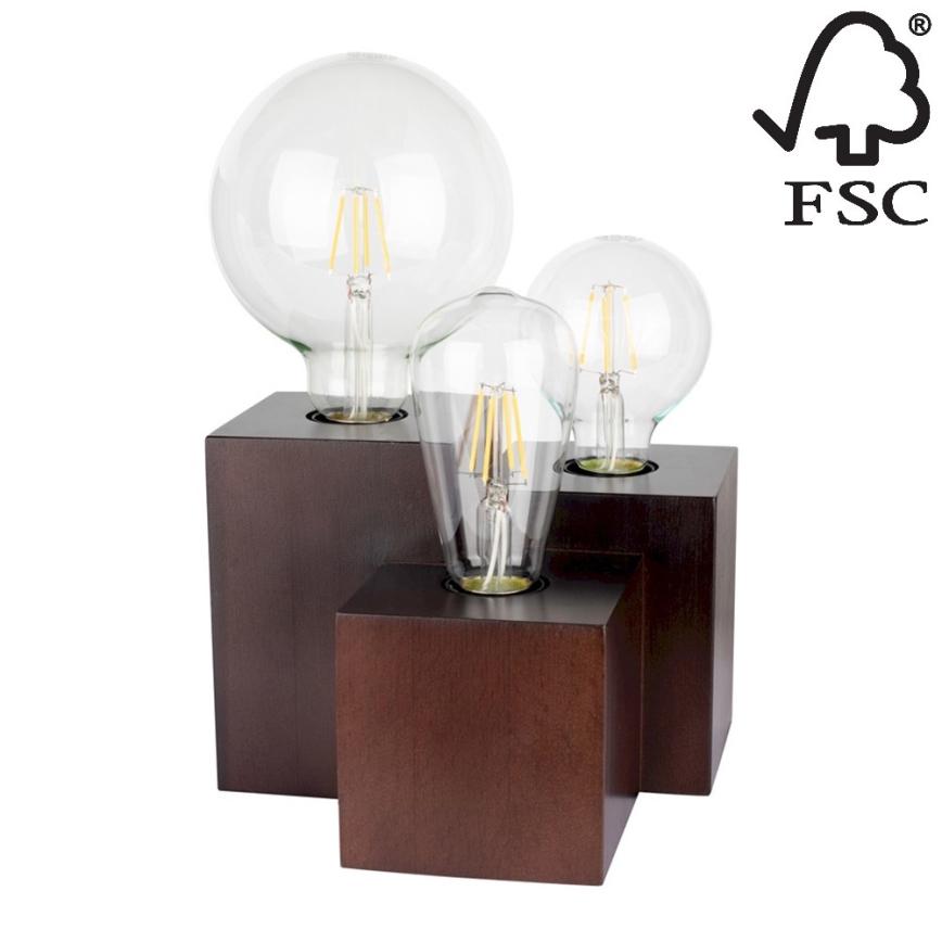 Настольная лампа VINCENT 3xE27/15W/230V бук - сертифицировано FSC