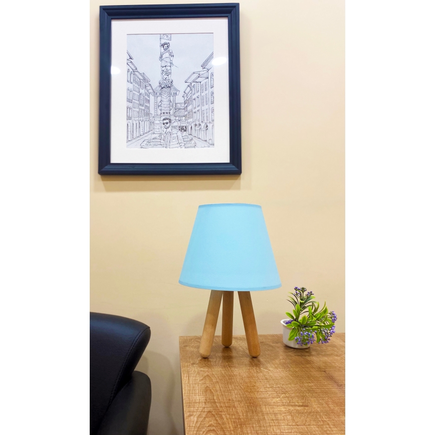 Настольная лампа WOOD 1xE27/60W/230V голубая