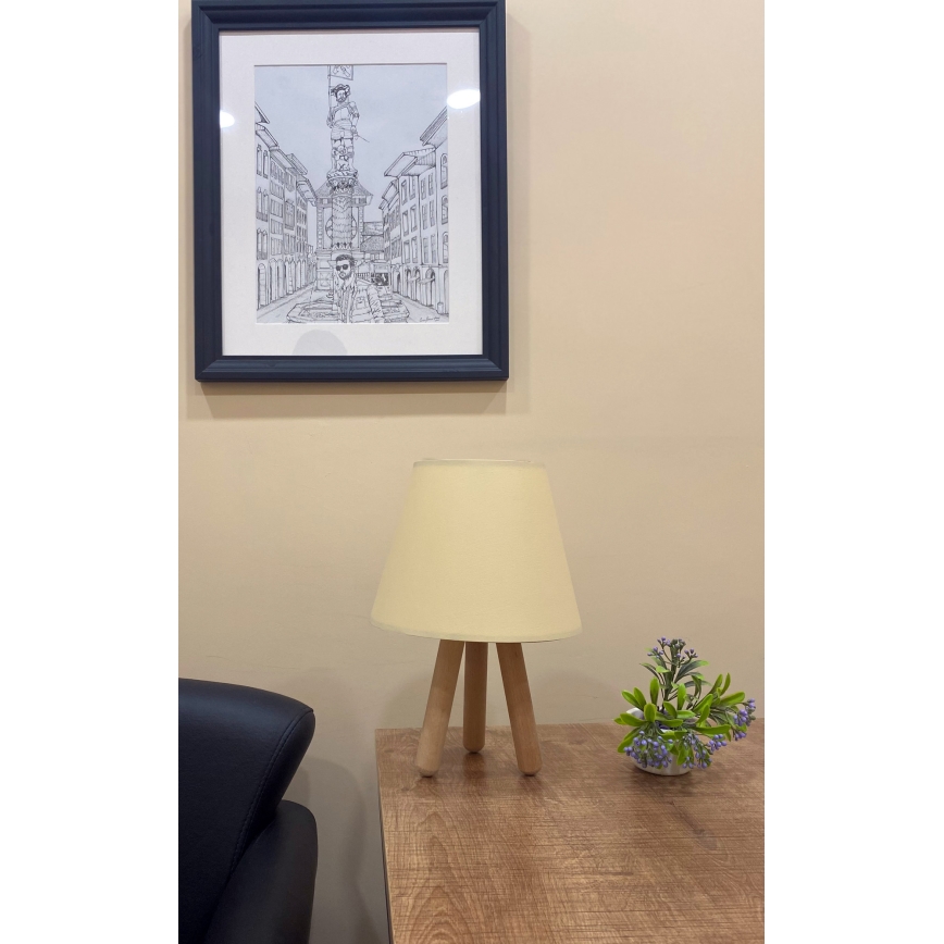 Настольная лампа WOOD 1xE27/60W/230V кремовая