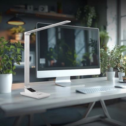 Настольная светодиодная лампа с регулируемой яркостью, USB, LED/7 Вт/230 В, 3000K/4000K/5500K, белая