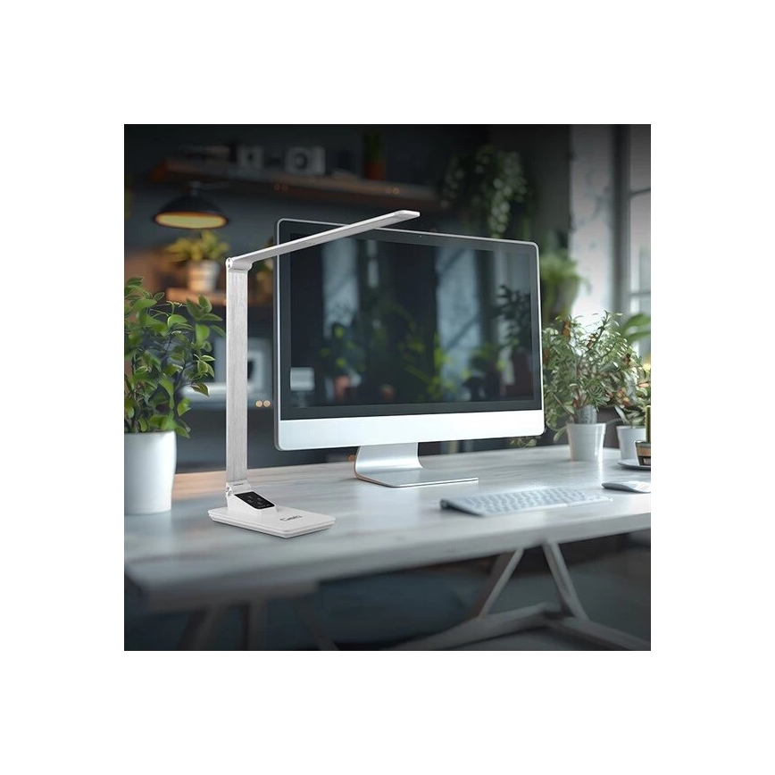 Настольная светодиодная лампа с регулируемой яркостью, USB, LED/7 Вт/230 В, 3000K/4000K/5500K, белая