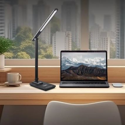 Настольная светодиодная лампа с регулируемой яркостью, USB, LED/9 Вт/230 В 3000K/4000K/5500K, черная