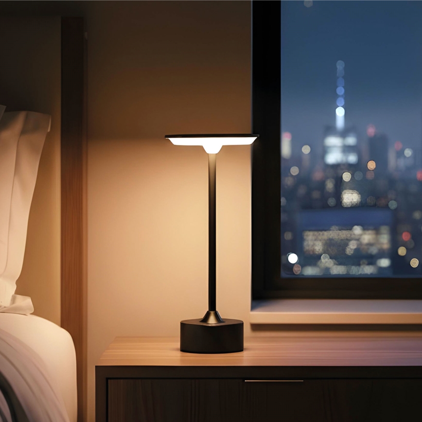 Диммируемая светодиодная аккумуляторная настольная лампа NEW YORK LED/1,8W/5V 2700K/4000K/6500K 1200 mAh чёрная