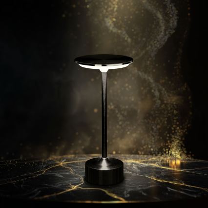 Диммируемая светодиодная аккумуляторная настольная лампа NEW YORK LED/1,8W/5V 2700K/4000K/6500K 1200 mAh чёрная