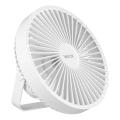 Настольный вентилятор с LED-подсветкой, аккумуляторный, LED/2 Вт/5 В USB, 2400 мАч, белый