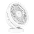 Настольный вентилятор с LED-подсветкой, аккумуляторный, LED/3 Вт/5 В USB, 2400 мАч, белый