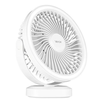 Настольный вентилятор с LED-подсветкой, аккумуляторный, LED/3 Вт/5 В USB, 2400 мАч, белый