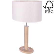 Настольная лампа MERCEDES 1xE27/40W/230V 60 см кремовый/дуб – сертифицировано FSC
