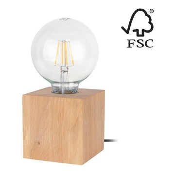 Настільна лампа TRONGO SQUARE 1xE27/25W/230V дуб – сертифіковано FSC