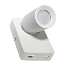 Настінний точковий світильник TAFT 1xGU10/30W/230V USB білий