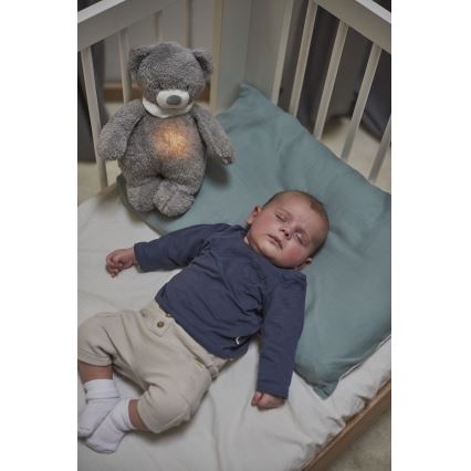 Nattou - Іграшка-комфортер з мелодією і світлом SLEEPY BEAR 4в1 сірий