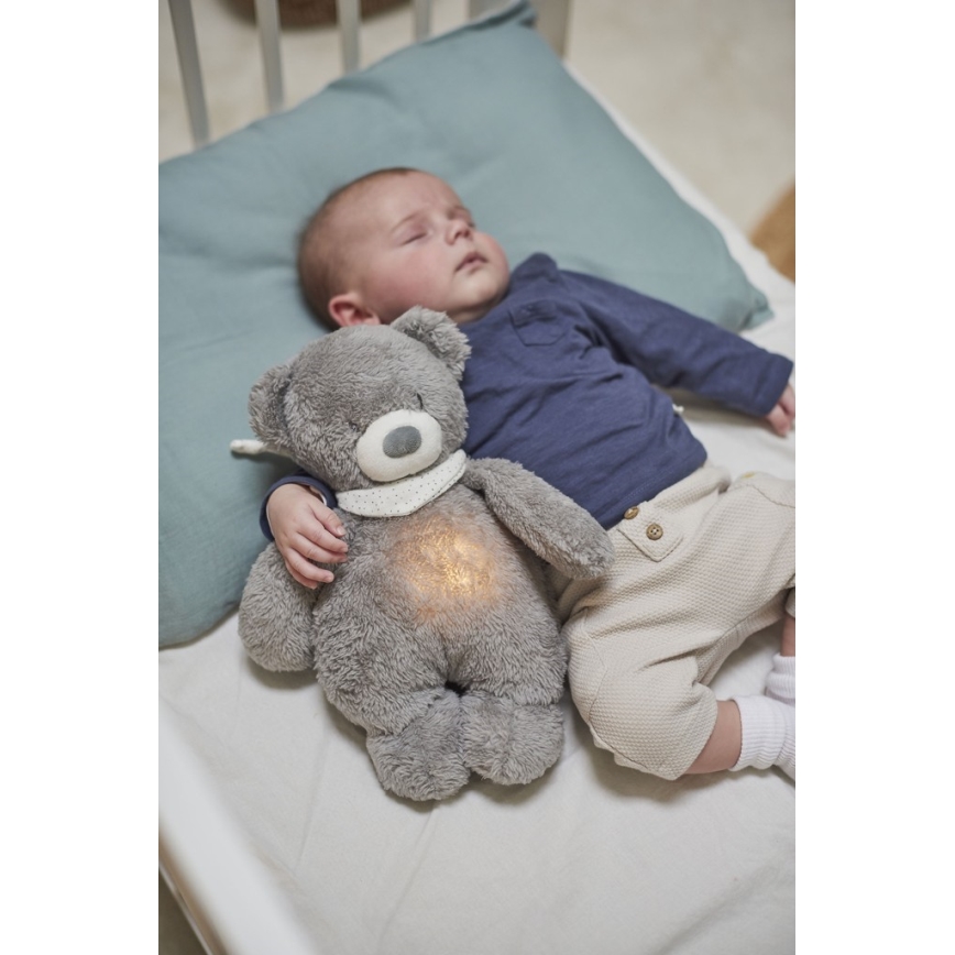 Nattou - Іграшка-комфортер з мелодією і світлом SLEEPY BEAR 4в1 сірий