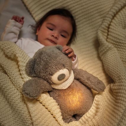 Nattou - Іграшка-комфортер з мелодією і світлом SLEEPY BEAR 4в1 сірий