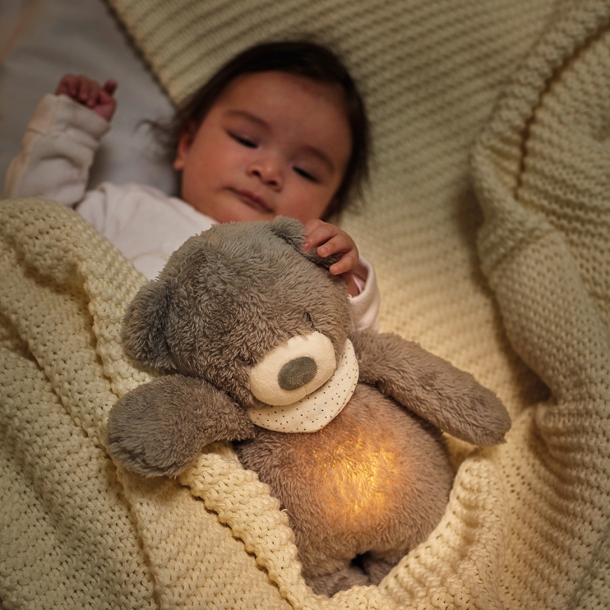 Nattou - Іграшка-комфортер з мелодією і світлом SLEEPY BEAR 4в1 сірий
