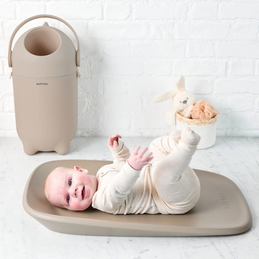 Nattou - Корзина для подгузников и пеленальный коврик SOFTY 50x70 см коричневый
