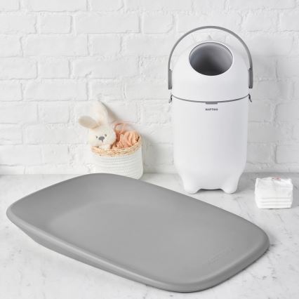 Nattou - Кошик для підгузків та пеленальний килимок SOFTY 50x70 см білий/сірий