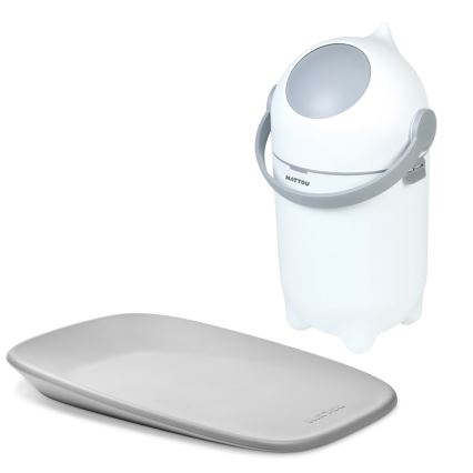 Nattou - Кошик для підгузків та пеленальний килимок SOFTY 50x70 см білий/сірий