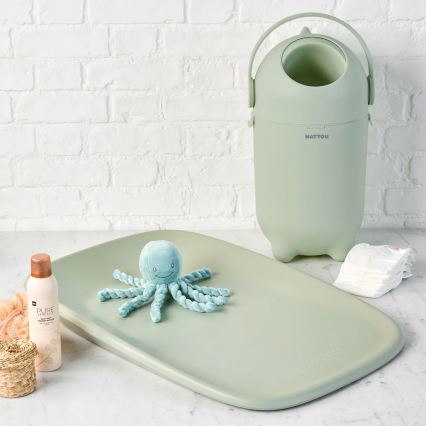 Nattou - Кошик для підгузків та пеленальний килимок SOFTY 50x70 см зелений