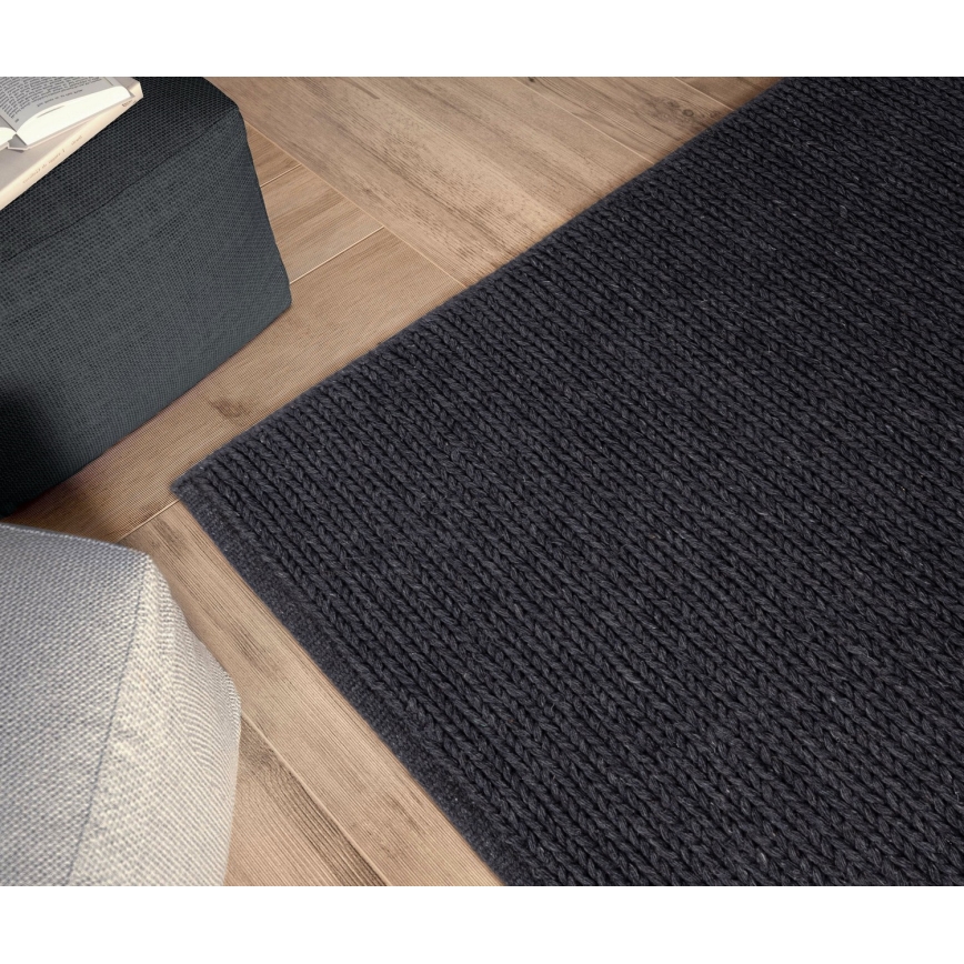 Натуральний килим FIR WOOL 120x170 cm 2600 g/m2 антрацит