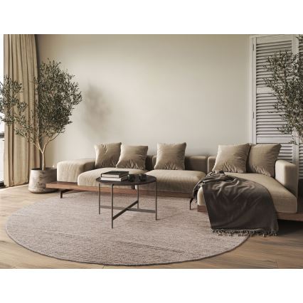 Натуральний круглий килим FIR WOOL 160 см, 2600 г/м2, бежевий
