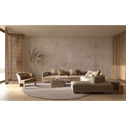Натуральний круглий килим FIR WOOL 160 см, 2600 г/м2, бежевий