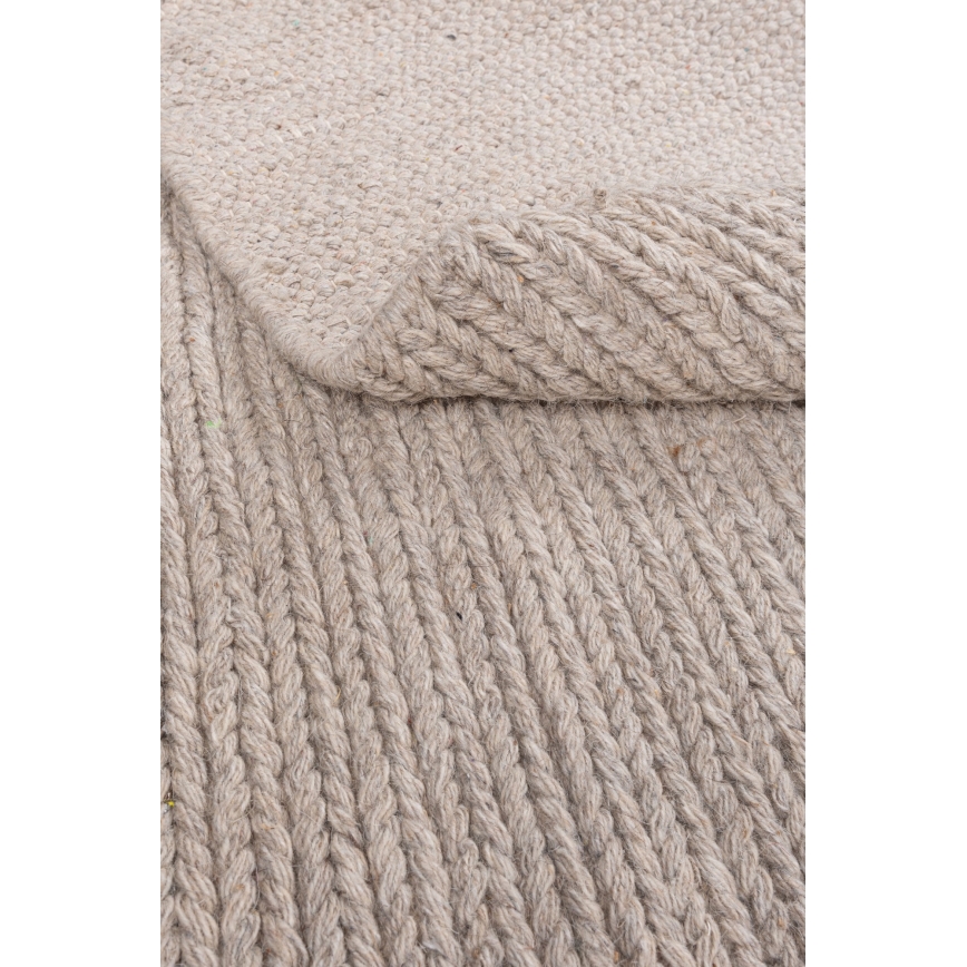Натуральний круглий килим FIR WOOL 160 см, 2600 г/м2, бежевий