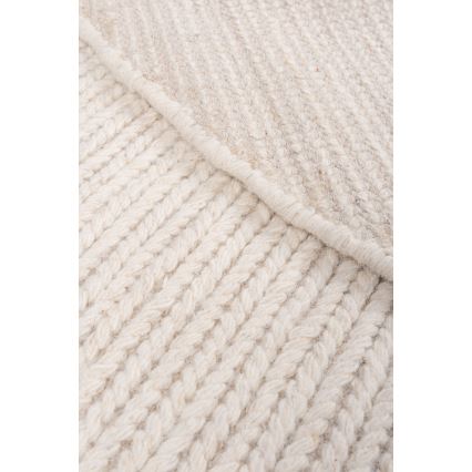 Натуральний круглий килим FIR WOOL, діаметр 160 см, щільність 2600 г/м2, кремовий