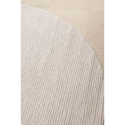Натуральний круглий килим FIR WOOL, діаметр 160 см, щільність 2600 г/м2, кремовий