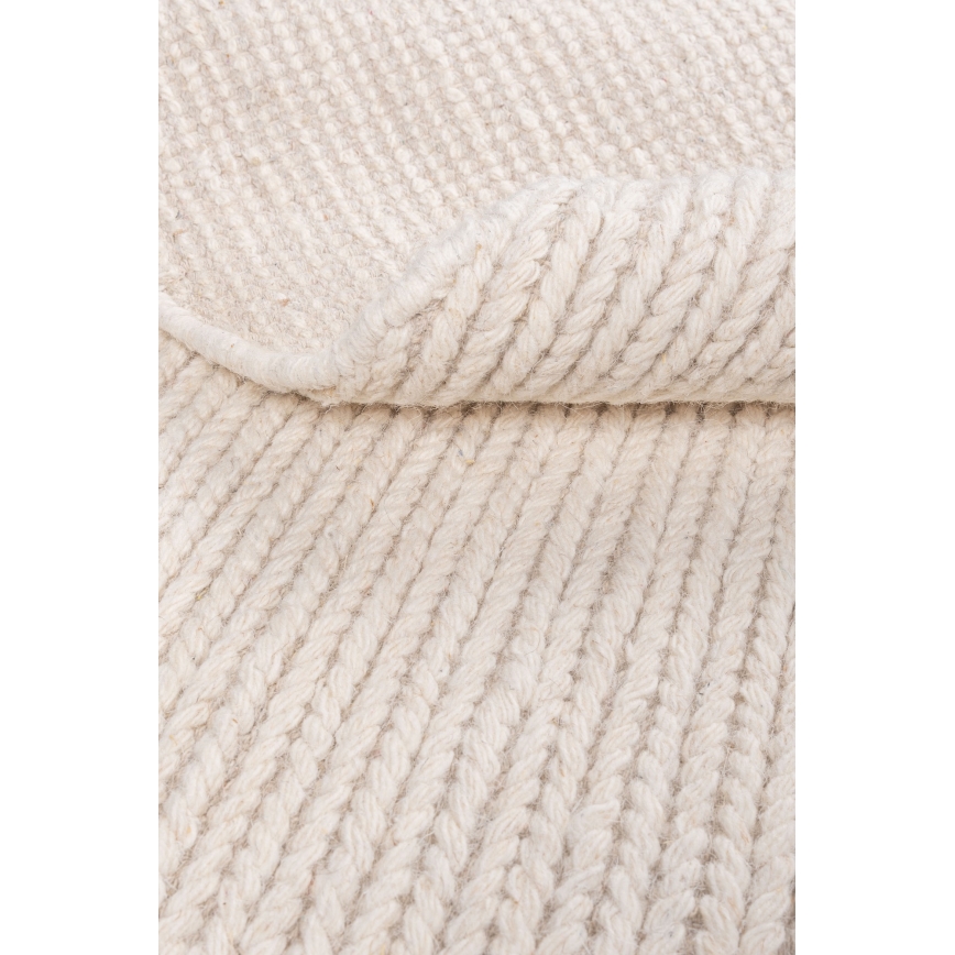 Натуральний круглий килим FIR WOOL, діаметр 160 см, щільність 2600 г/м2, кремовий