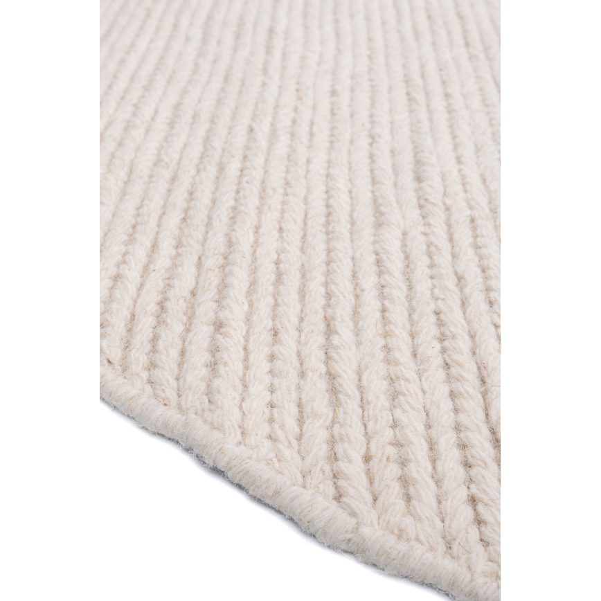 Натуральний круглий килим FIR WOOL, діаметр 160 см, щільність 2600 г/м2, кремовий