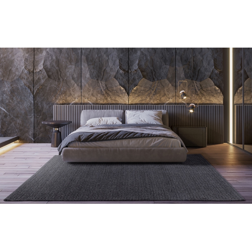 Натуральный ковёр FIR WOOL 70×140 см 2600 г/м² антрацит