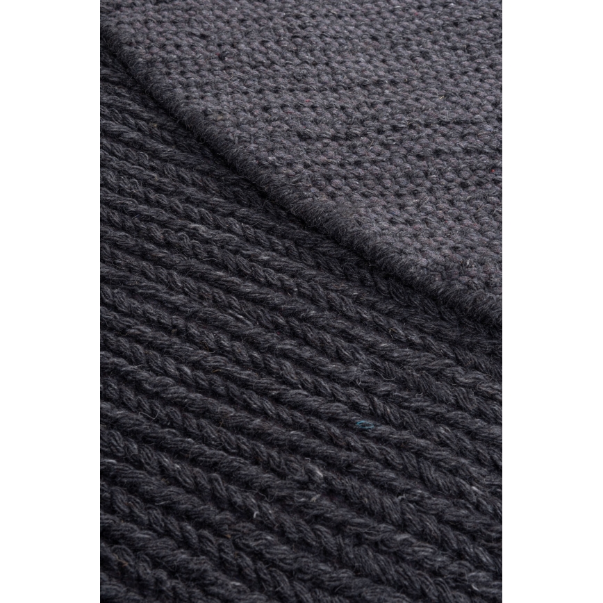 Натуральный круглый ковер FIR WOOL, 160 см, 2600 г/м², антрацит